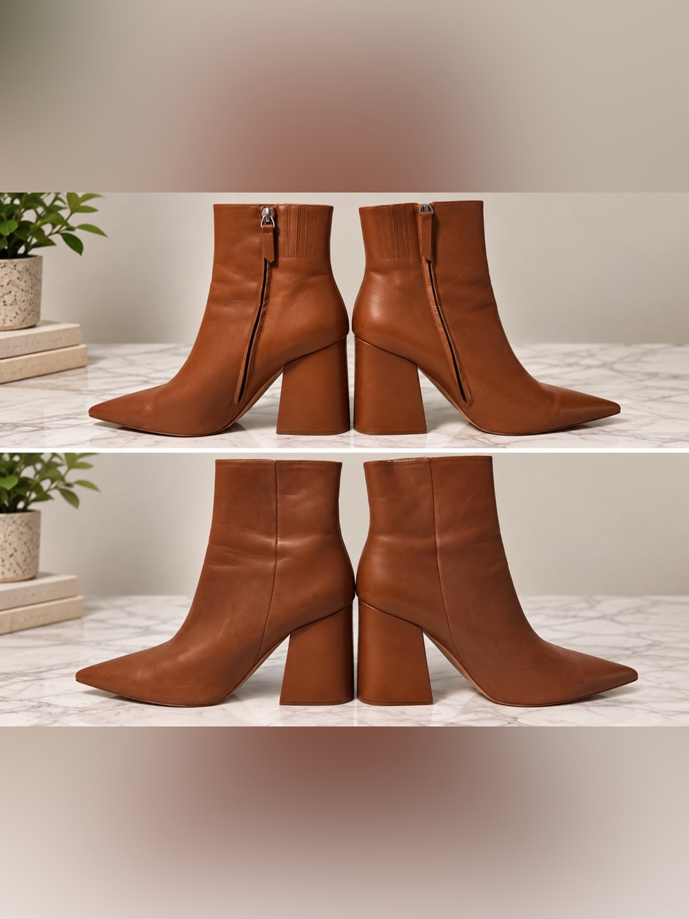 Pristine Leather✨ Alias Mae Cognac Pointed-Toe Ankle Boots | Size 9